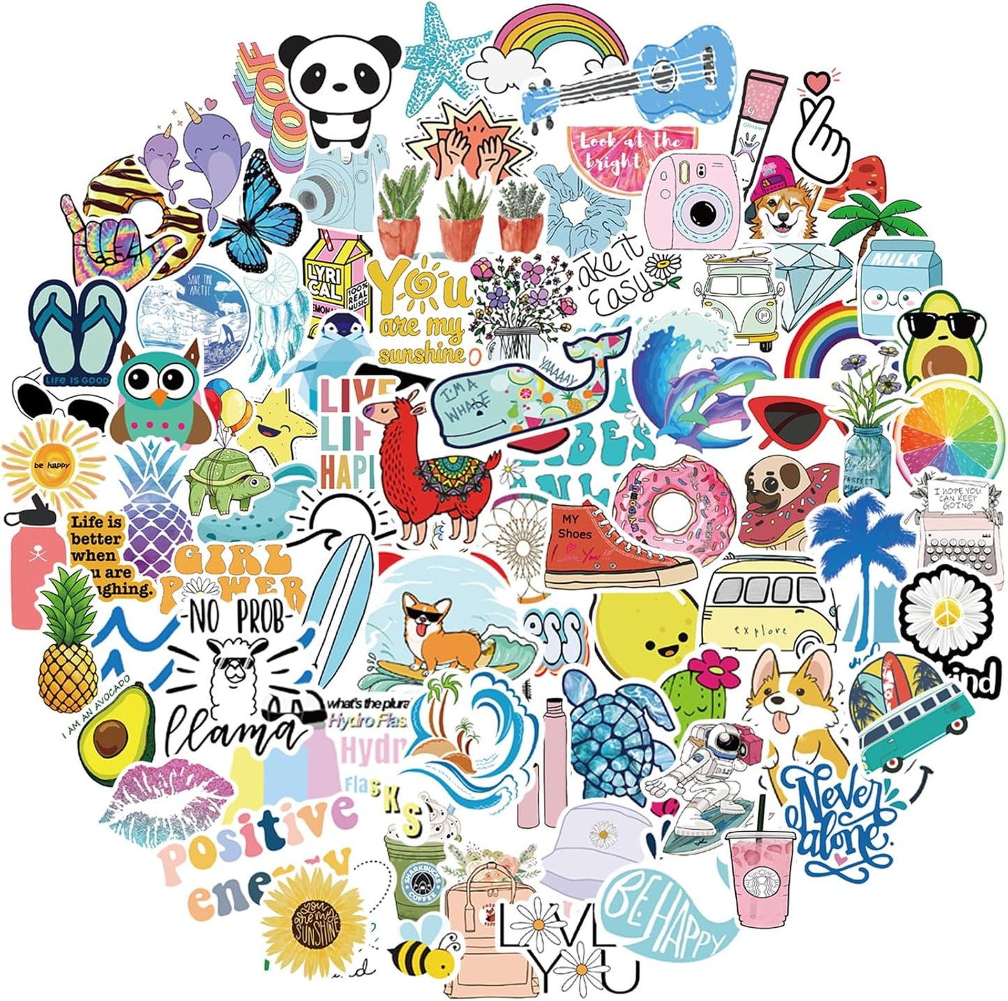 Stickers for Water Bottles, 100 Pack/Pcs Cute Vsco Vinyl Aesthetic Waterproof Stickers for Laptop Hydroflask Computer for Teens Kids Girls