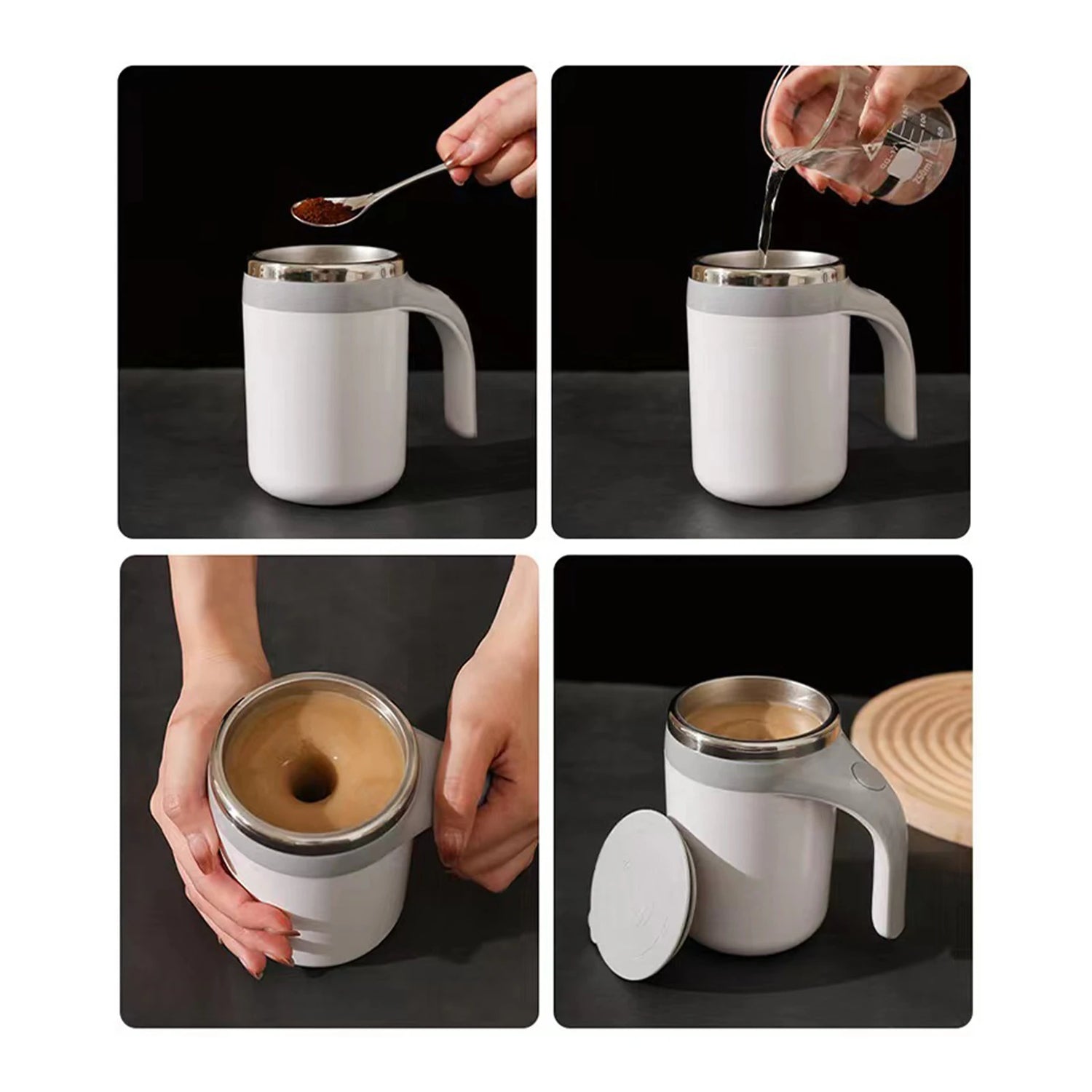 Smart Self-Stirring Mug – 380ml Magnetic Travel Mixer Cup