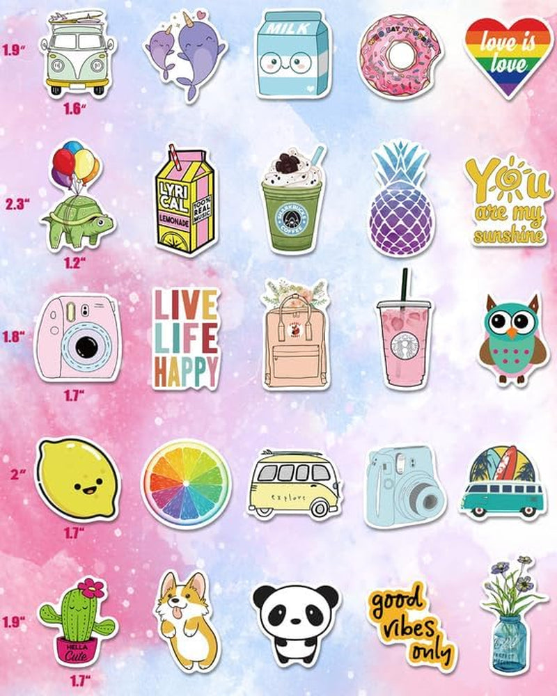 Stickers for Water Bottles, 100 Pack/Pcs Cute Vsco Vinyl Aesthetic Waterproof Stickers for Laptop Hydroflask Computer for Teens Kids Girls