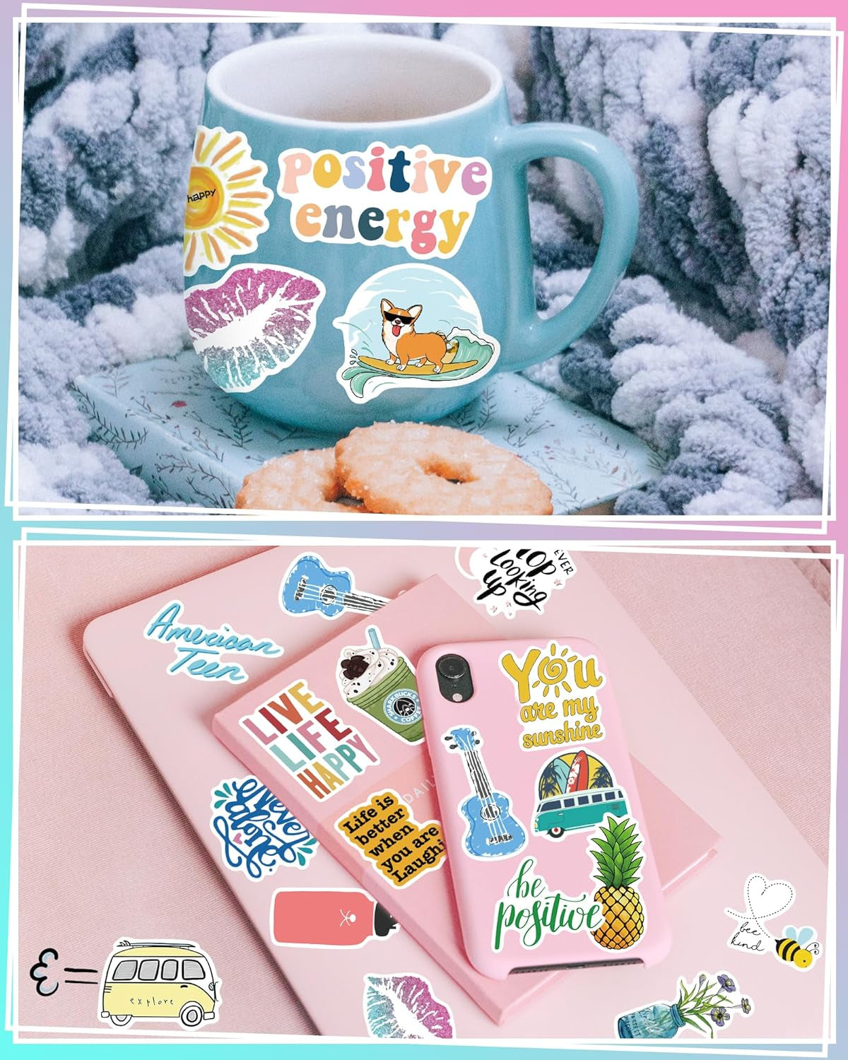 Stickers for Water Bottles, 100 Pack/Pcs Cute Vsco Vinyl Aesthetic Waterproof Stickers for Laptop Hydroflask Computer for Teens Kids Girls