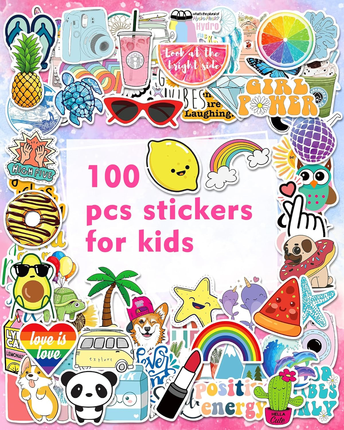 Stickers for Water Bottles, 100 Pack/Pcs Cute Vsco Vinyl Aesthetic Waterproof Stickers for Laptop Hydroflask Computer for Teens Kids Girls