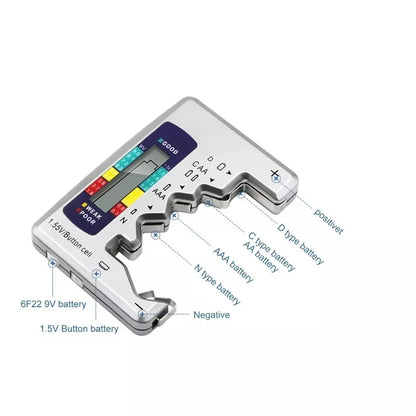 Digital Battery Tester with LCD Display | AA/AAA/9V/1.5V Coin Cell Capacity Analyzer