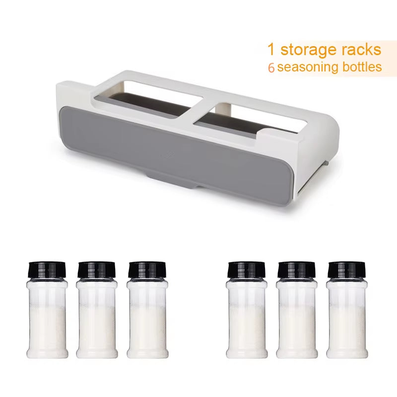 Under-Shelf Self-Adhesive Spice Rack – Pull-Out Drawer Organizer for Kitchen Storage