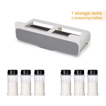 Under-Shelf Self-Adhesive Spice Rack – Pull-Out Drawer Organizer for Kitchen Storage