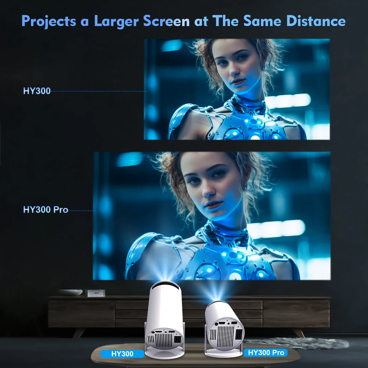 HY300 Pro 4K Projector – Android 11, Wi-Fi 6, 1080P HD, Bluetooth – Home & Outdoor Cinema