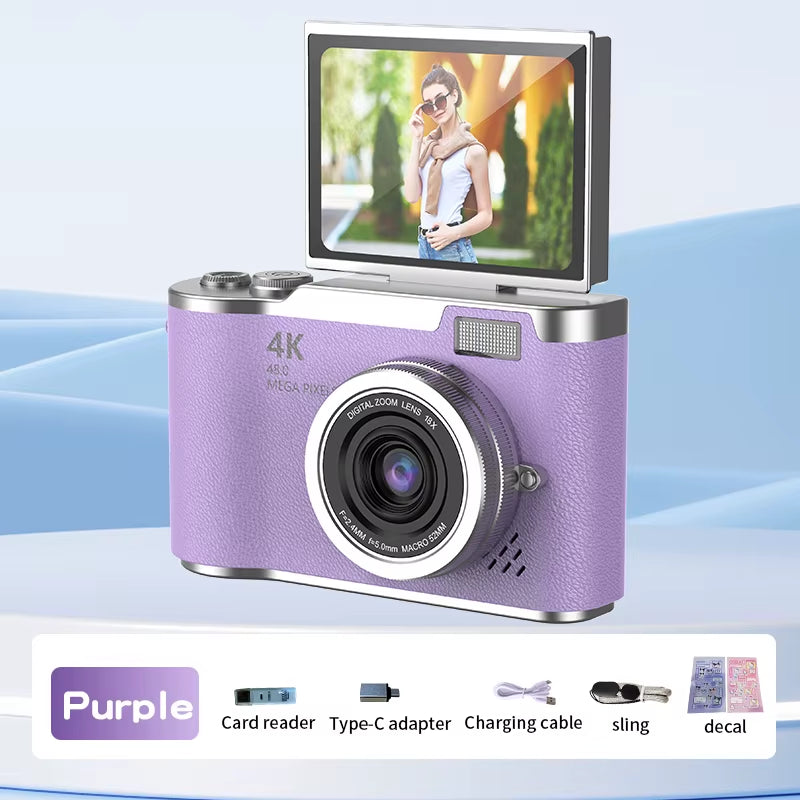 4K Kids Digital Camera with Flip Screen – 48MP Fun Vlogging Cam for Beginners & Gift-Givers