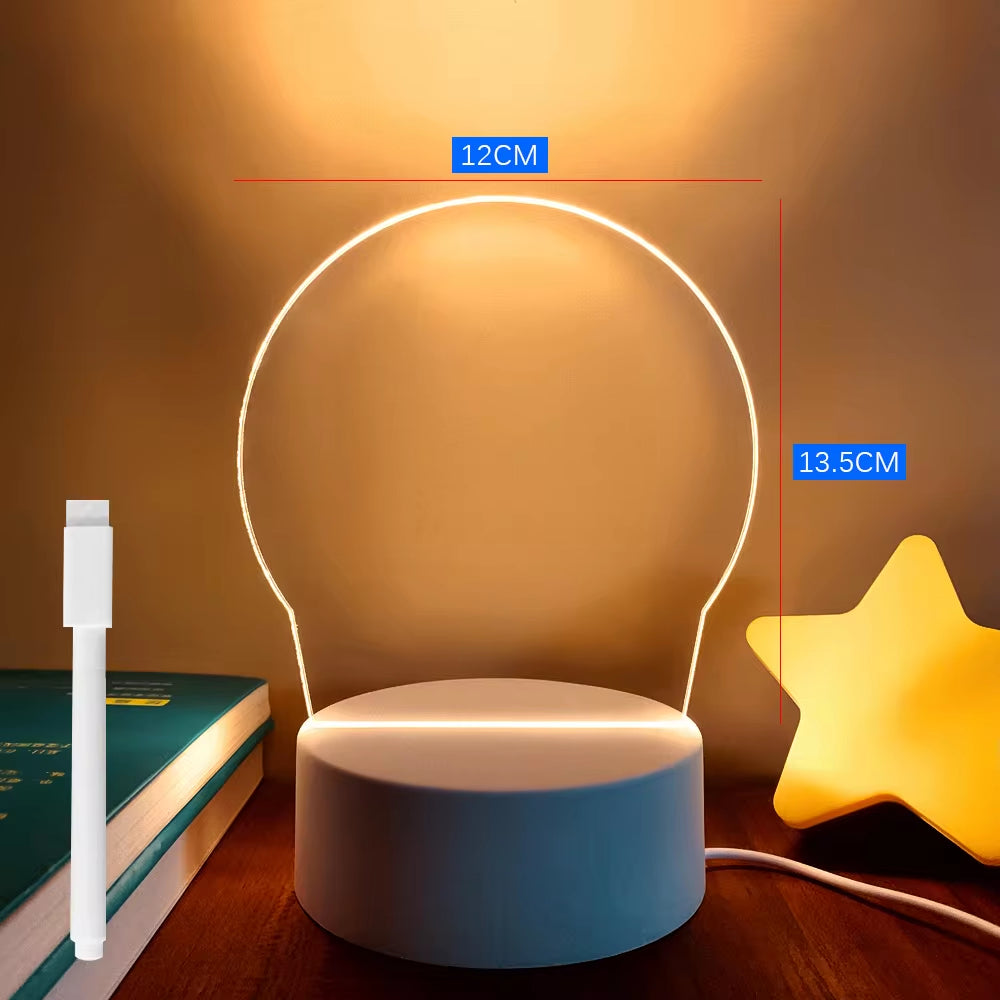 LED Message Board Night Light – USB Creative Note Lamp with Pen for Kids & Gifts