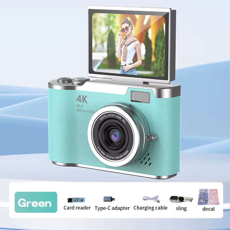 4K Kids Digital Camera with Flip Screen – 48MP Fun Vlogging Cam for Beginners & Gift-Givers