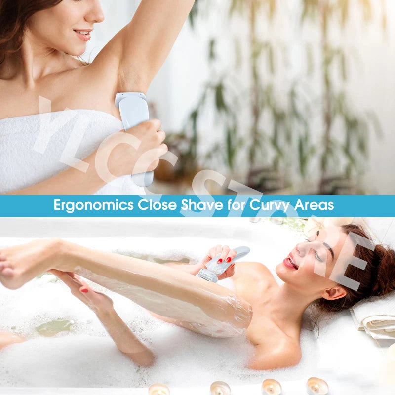 2-in-1 Electric Razor for Women – Waterproof Bikini & Body Trimmer, Face & Leg Shaver