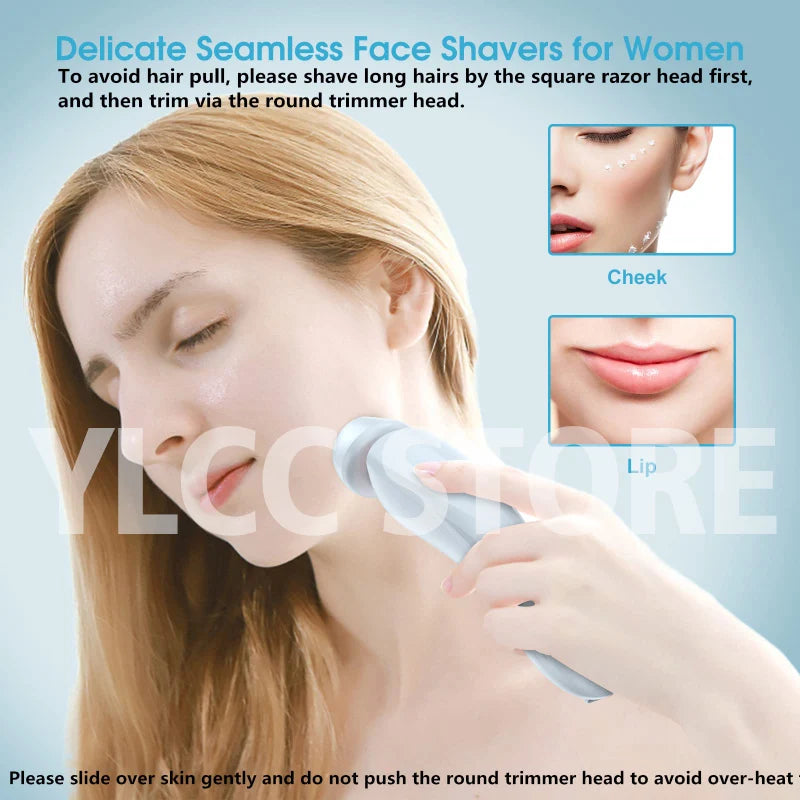 2-in-1 Electric Razor for Women – Waterproof Bikini & Body Trimmer, Face & Leg Shaver