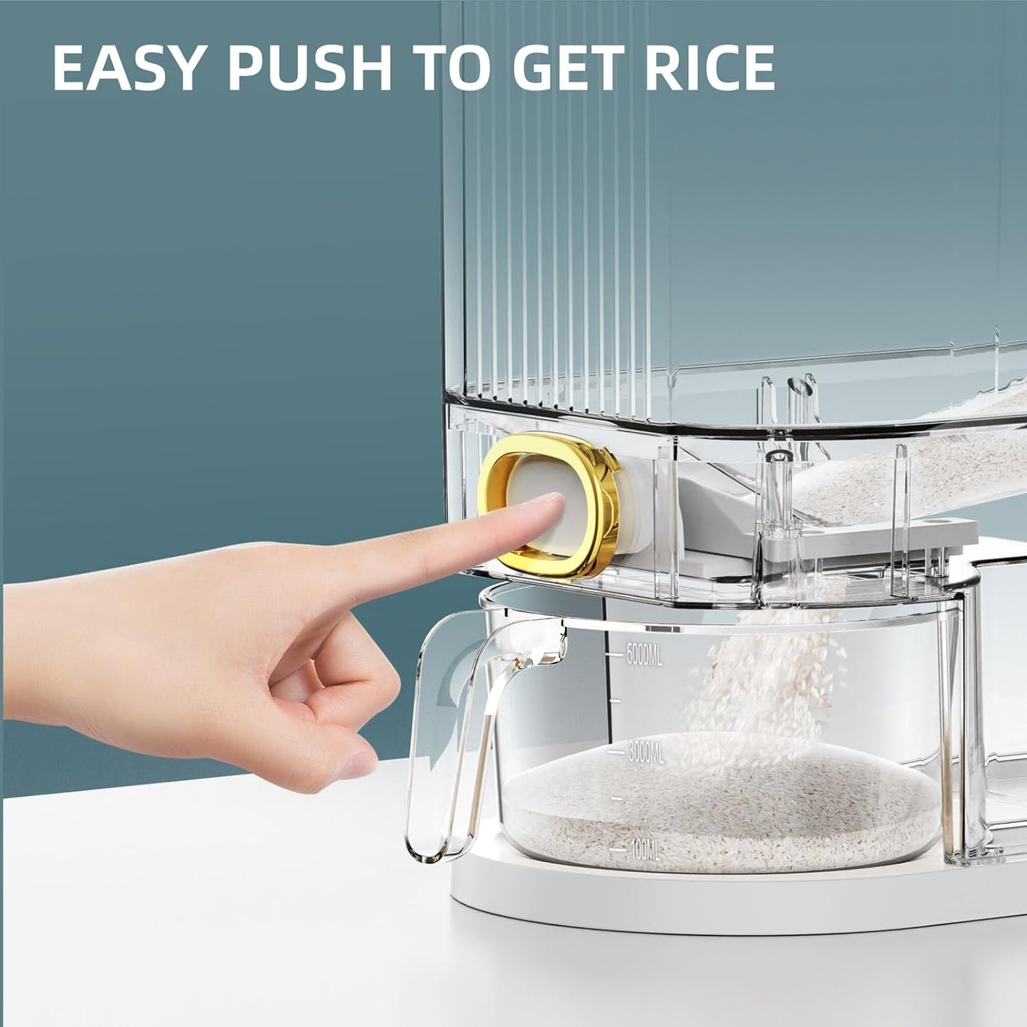 22Lb Rice Dispenser with Measuring Cup & Fresh Box – Airtight Kitchen Pantry Storage Container