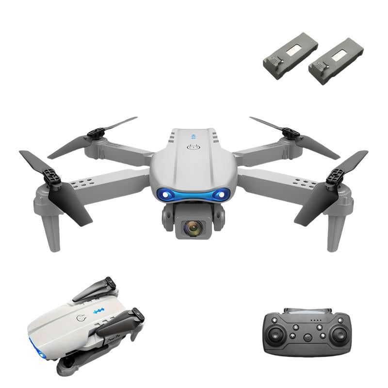 2025 Foldable 4K Dual-Camera Drone – E99 Grey Quadcopter with GPS, WiFi FPV, 2 Batteries & Auto Charging