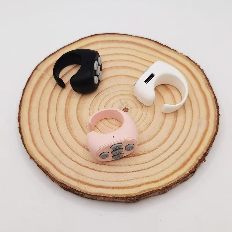 2025 Bluetooth TikTok Ring Remote – 4-Button Fingertip Scroller & Selfie Clicker, 10M Range, for iPhone/Android