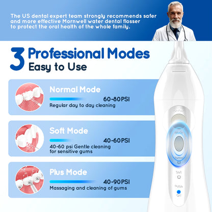 Portable Oral Irrigator – USB Rechargeable Dental Water Flosser with 4 Jet Tips & 3 Modes