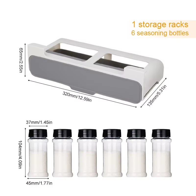 Under-Shelf Self-Adhesive Spice Rack – Pull-Out Drawer Organizer for Kitchen Storage