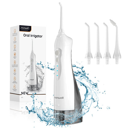 Portable Oral Irrigator – USB Rechargeable Dental Water Flosser with 4 Jet Tips & 3 Modes