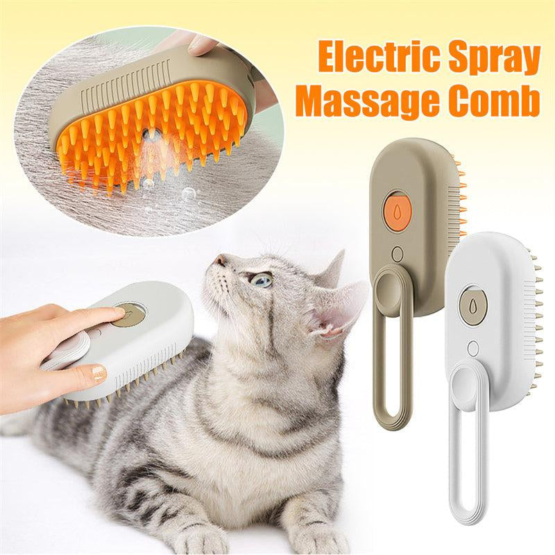 3-in-1 Steam Pet Brush for Cats and Dogs – Rechargeable Grooming, Massage, and Hair Removal Comb