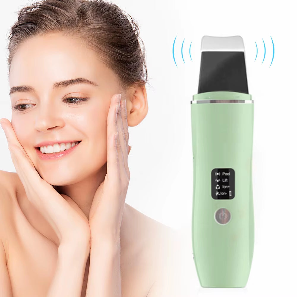 Ultrasonic Skin Scrubber – 4-in-1 Deep Cleansing & Face Lifting Tool