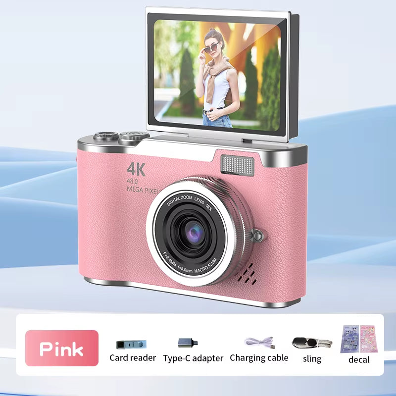 4K Kids Digital Camera with Flip Screen – 48MP Fun Vlogging Cam for Beginners & Gift-Givers
