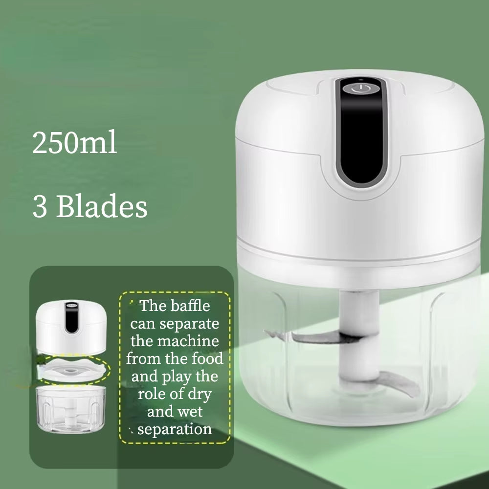 Mini Electric Garlic Chopper – Portable USB Rechargeable Food Processor | 250ml, 45W Motor for Garlic, Veggies & Meat