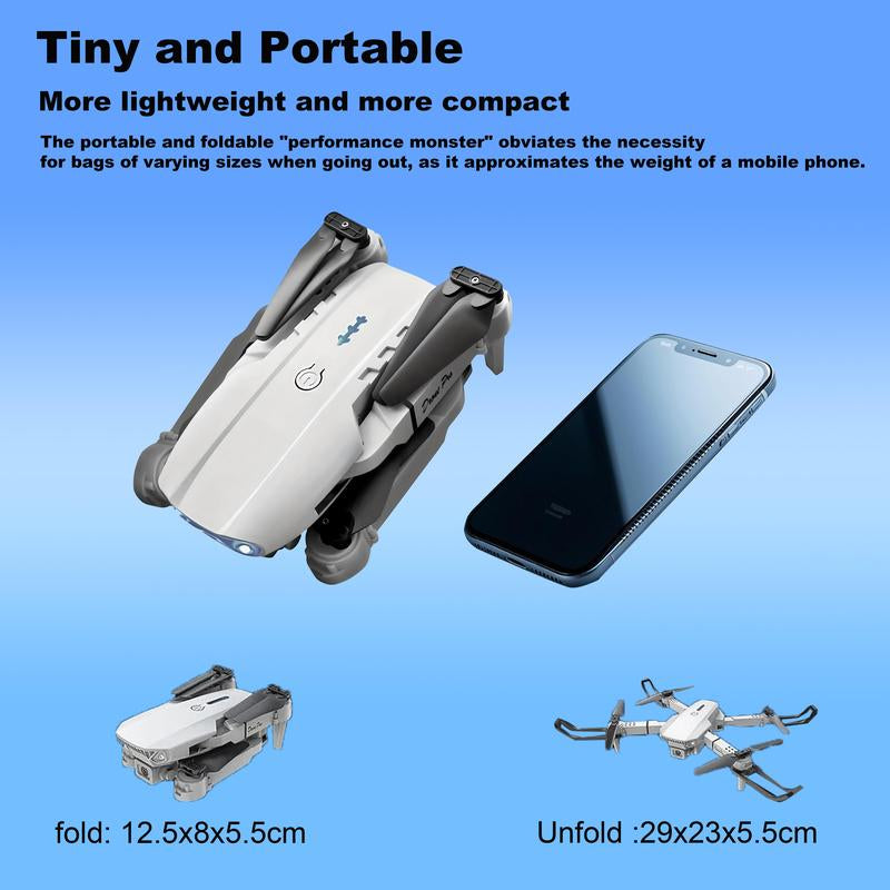 2025 Foldable 4K Dual-Camera Drone – E99 Grey Quadcopter with GPS, WiFi FPV, 2 Batteries & Auto Charging