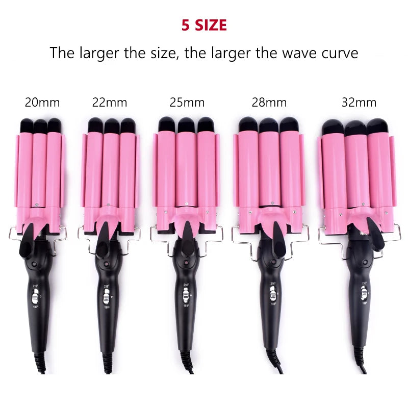 Professional Triple Barrel Curler – Ceramic Hair Waver