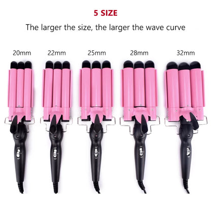 Professional Triple Barrel Curler – Ceramic Hair Waver