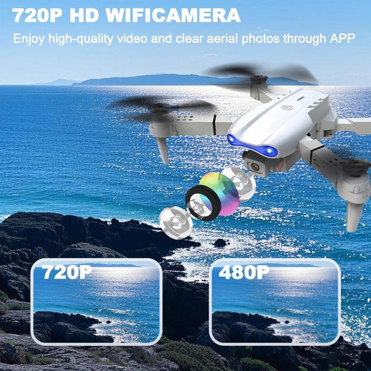 2025 Foldable 4K Dual-Camera Drone – E99 Grey Quadcopter with GPS, WiFi FPV, 2 Batteries & Auto Charging