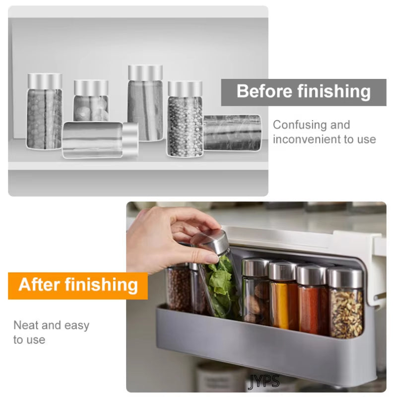 Under-Shelf Self-Adhesive Spice Rack – Pull-Out Drawer Organizer for Kitchen Storage