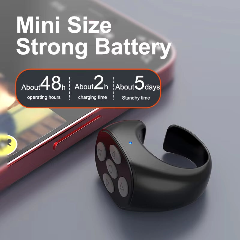 2025 Bluetooth TikTok Ring Remote – 4-Button Fingertip Scroller & Selfie Clicker, 10M Range, for iPhone/Android