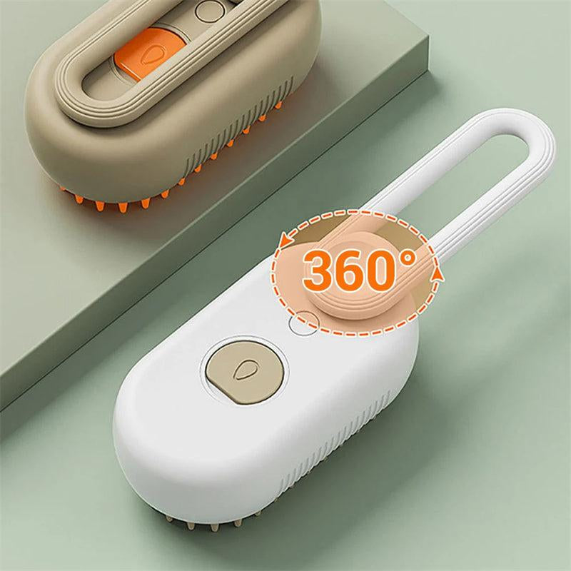 3-in-1 Steam Pet Brush for Cats and Dogs – Rechargeable Grooming, Massage, and Hair Removal Comb