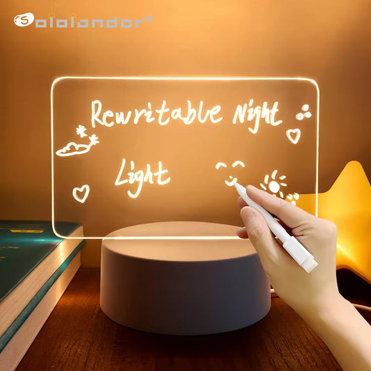 LED Message Board Night Light – USB Creative Note Lamp with Pen for Kids & Gifts