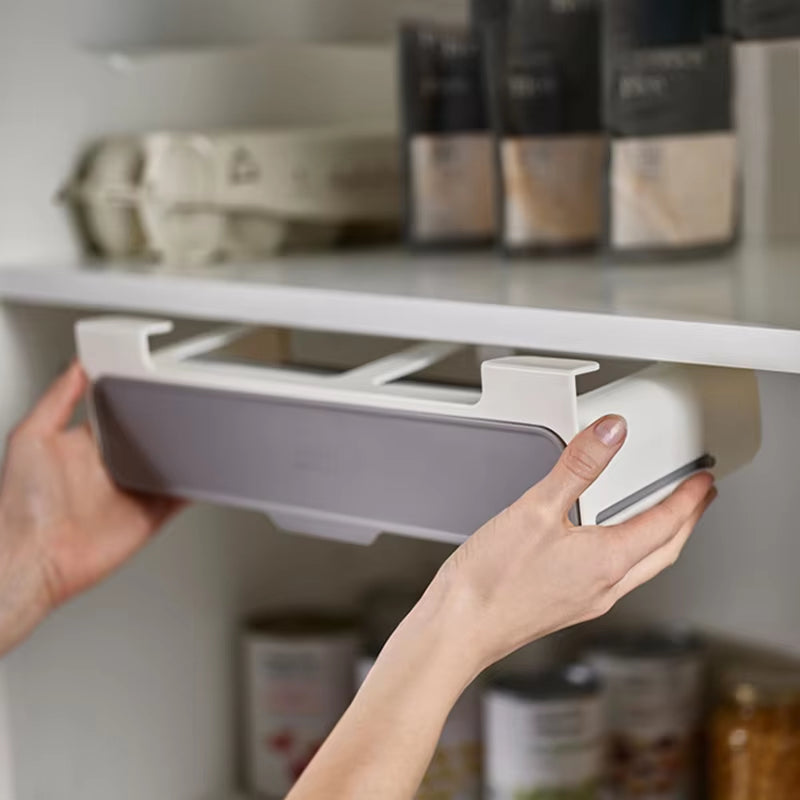 Under-Shelf Self-Adhesive Spice Rack – Pull-Out Drawer Organizer for Kitchen Storage
