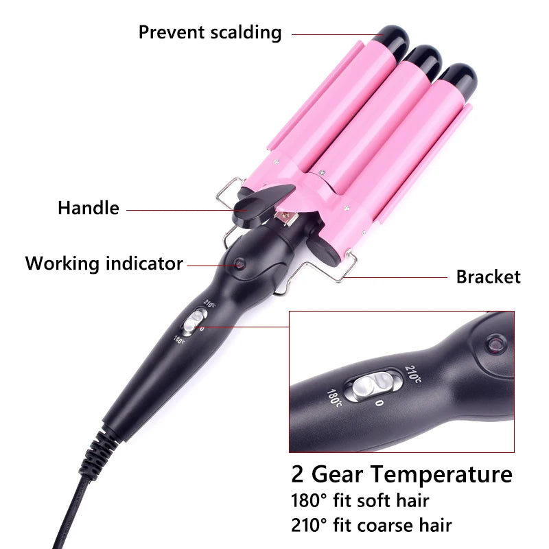 Professional Triple Barrel Curler – Ceramic Hair Waver