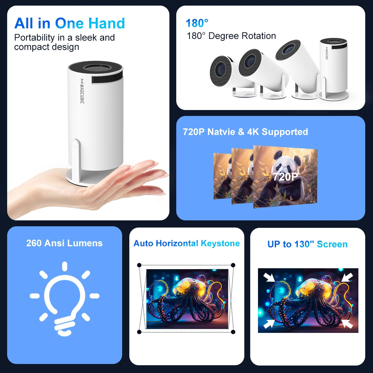 HY300 Pro 4K Projector – Android 11, Wi-Fi 6, 1080P HD, Bluetooth – Home & Outdoor Cinema