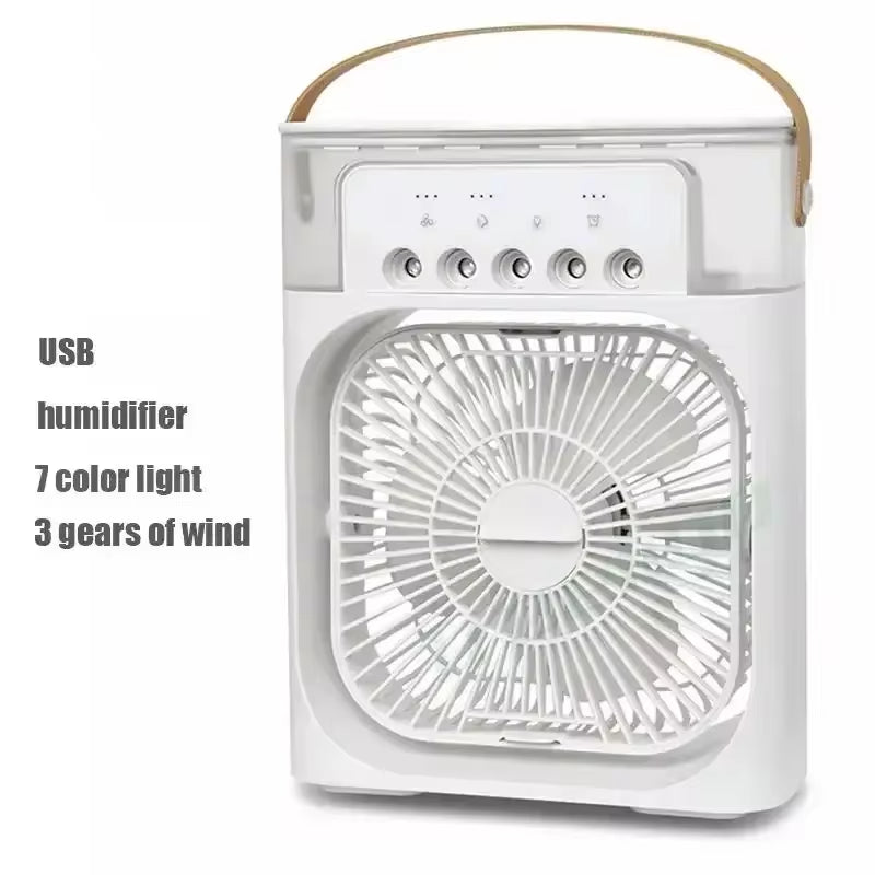 3-in-1 Portable Air Cooler – Mini Humidifier Fan with LED Night Light, USB Rechargeable for Home & Office