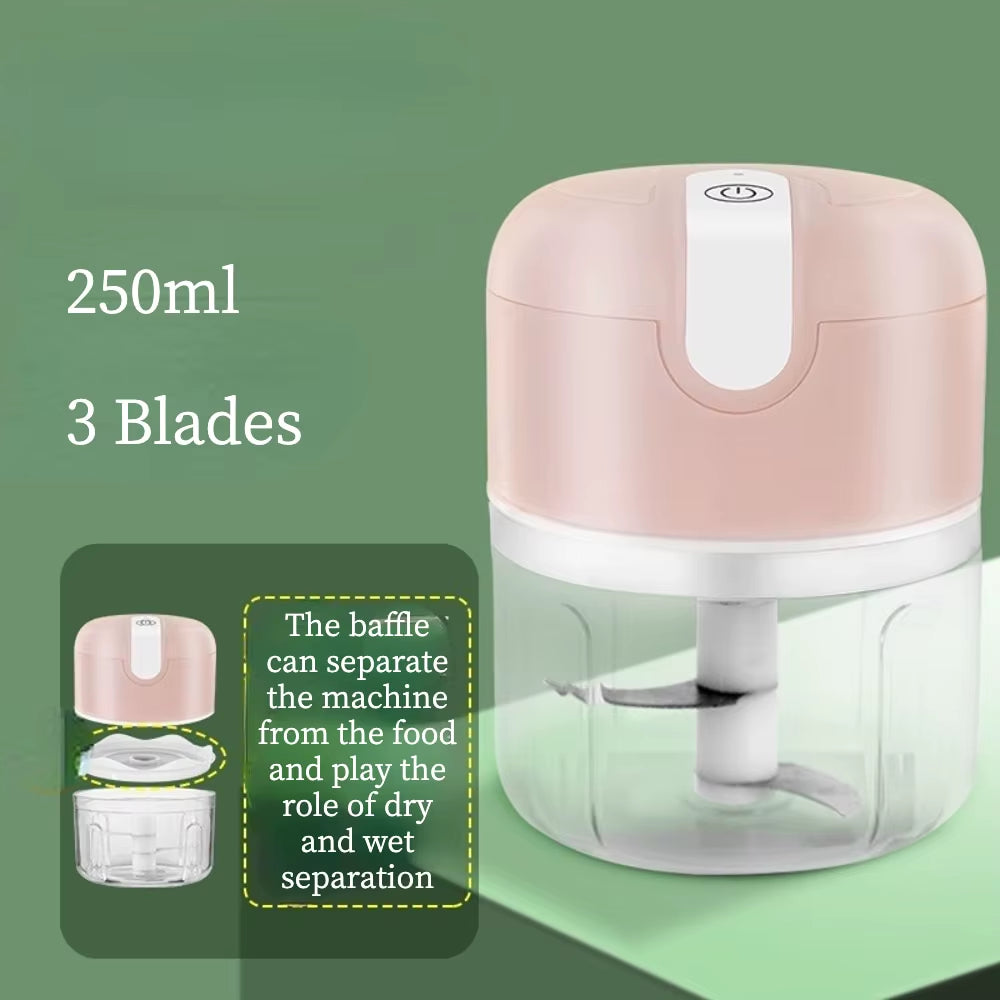 Mini Electric Garlic Chopper – Portable USB Rechargeable Food Processor | 250ml, 45W Motor for Garlic, Veggies & Meat