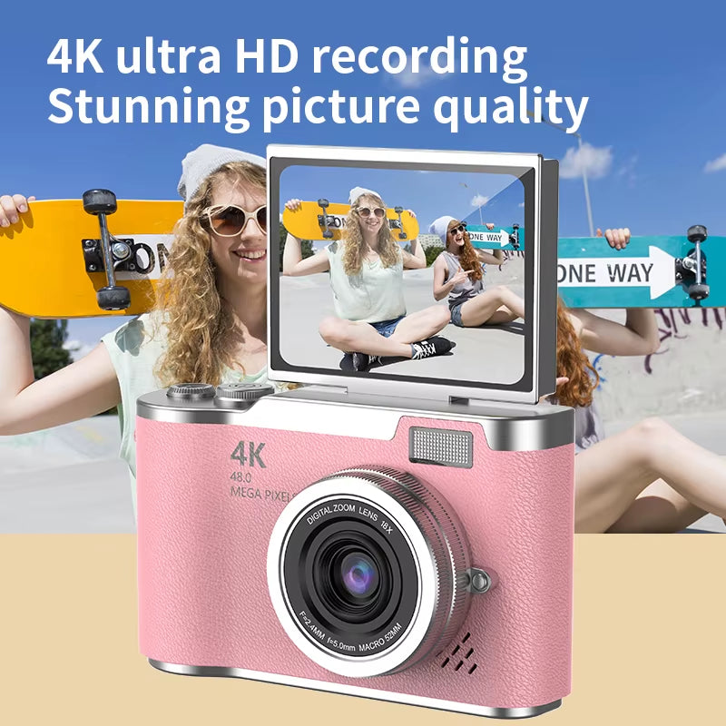 4K Kids Digital Camera with Flip Screen – 48MP Fun Vlogging Cam for Beginners & Gift-Givers
