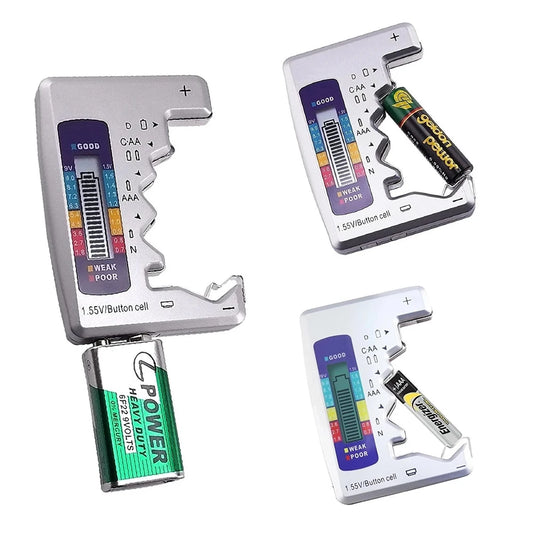 Digital Battery Tester with LCD Display | AA/AAA/9V/1.5V Coin Cell Capacity Analyzer