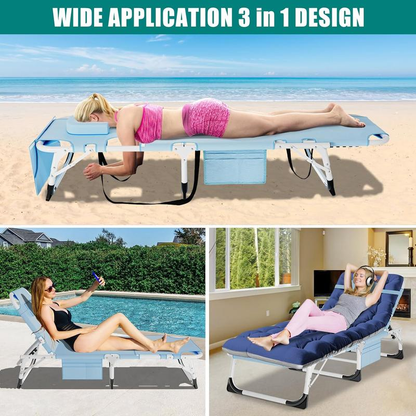 Docred Heavy Duty Tanning Chair – Adjustable Recliner, Face Hole, Portable Lounge for Beach & Pool
