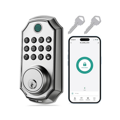 Fingerprint Keyless Entry Door Lock with App Control, Smart Door Lock for Front Door, Electronic Keypad Deadbolt Lock with 2 Keys, Auto Lock, One Time Code, IP54 Waterproof, Easy Installation