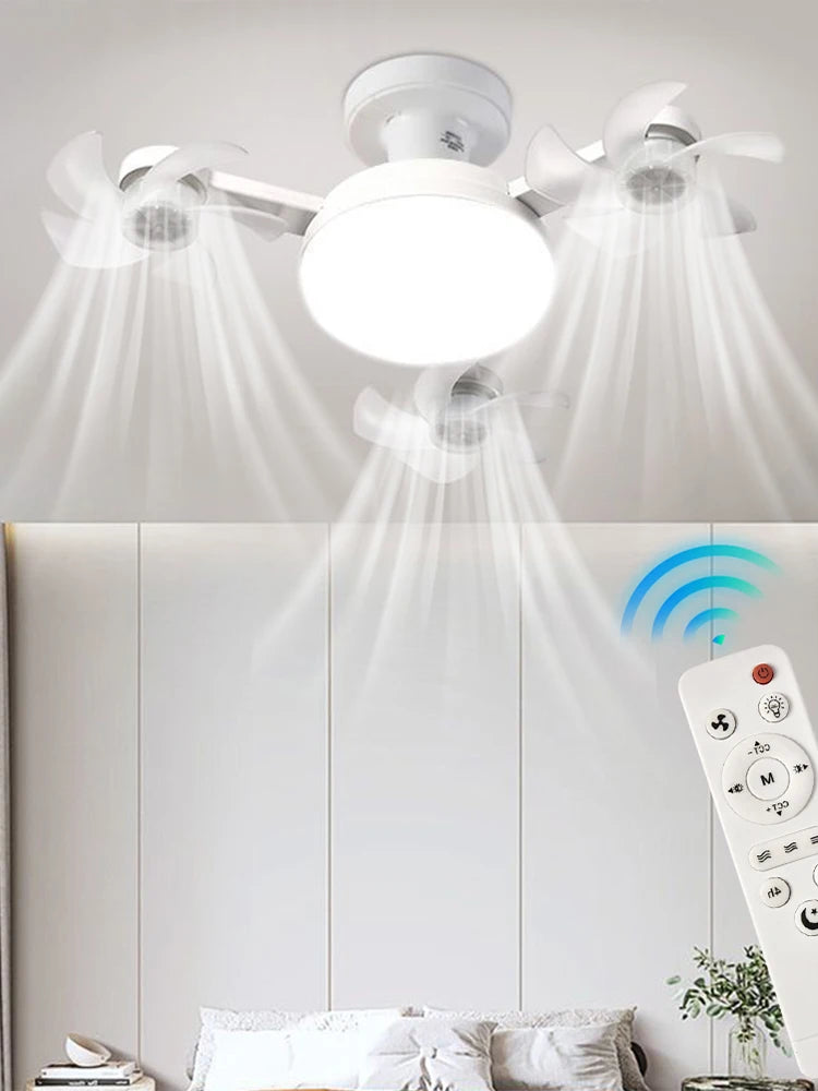 🌀 Universal Drone Ceiling Fan with LED Light & Remote – Silent, Dimmable, Stylish Comfort