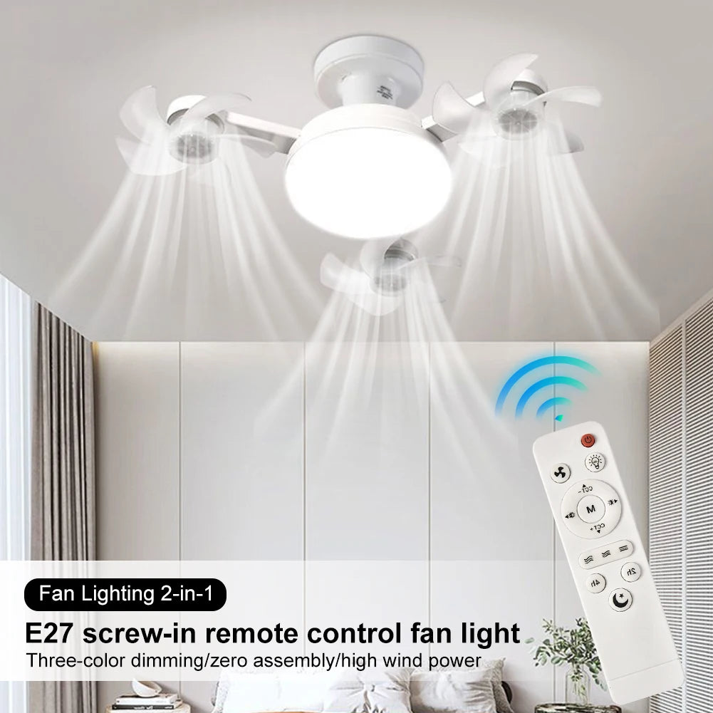 🌀 Universal Drone Ceiling Fan with LED Light & Remote – Silent, Dimmable, Stylish Comfort