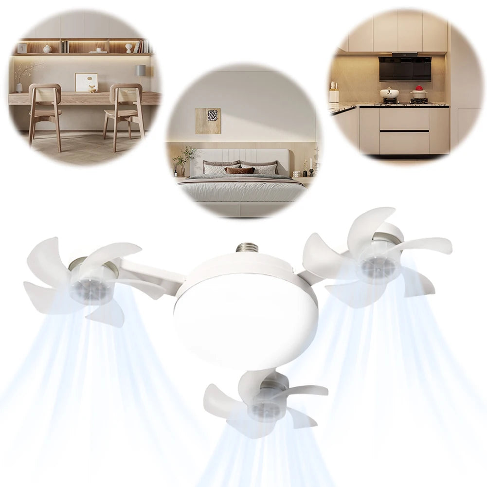 🌀 Universal Drone Ceiling Fan with LED Light & Remote – Silent, Dimmable, Stylish Comfort