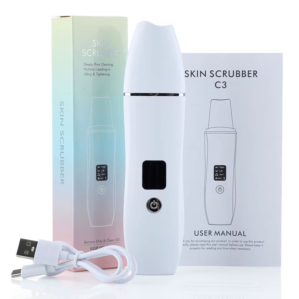 Ultrasonic Skin Scrubber – 4-in-1 Deep Cleansing & Face Lifting Tool