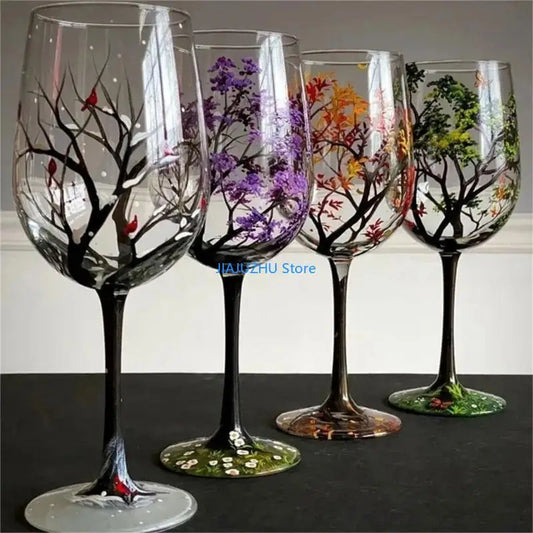 Four Seasons Tree Wine Glass