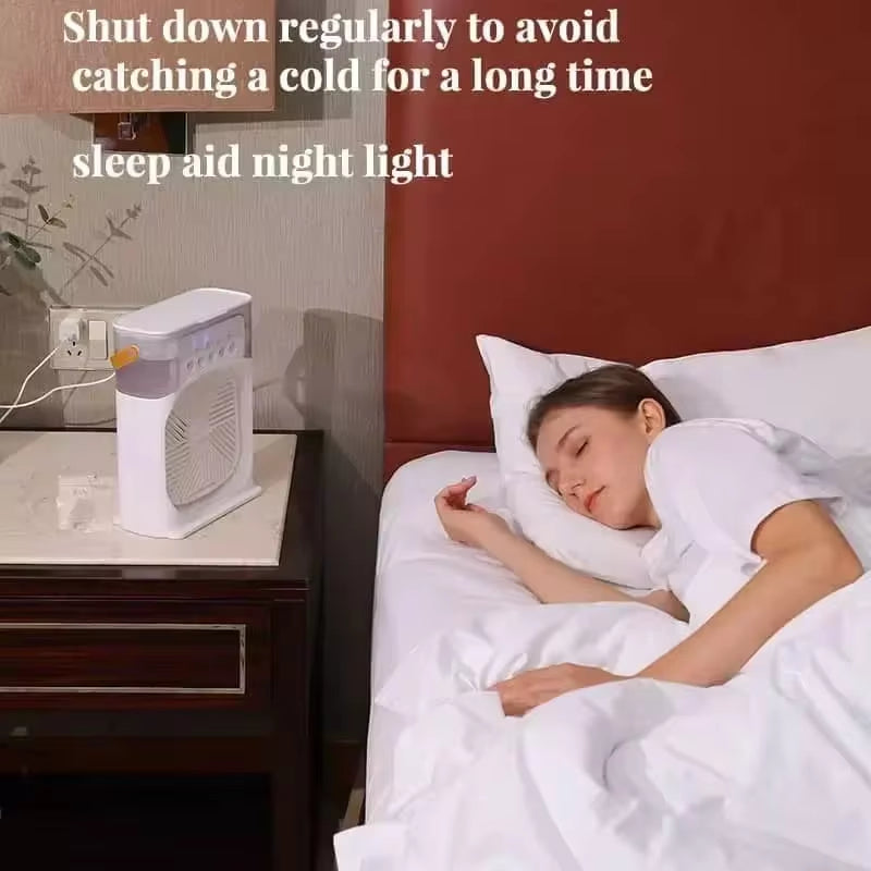 3-in-1 Portable Air Cooler – Mini Humidifier Fan with LED Night Light, USB Rechargeable for Home & Office