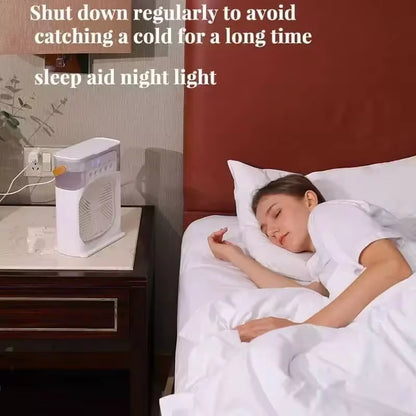3-in-1 Portable Air Cooler – Mini Humidifier Fan with LED Night Light, USB Rechargeable for Home & Office
