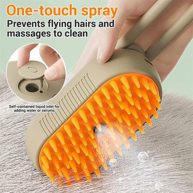 3-in-1 Steam Pet Brush for Cats and Dogs – Rechargeable Grooming, Massage, and Hair Removal Comb