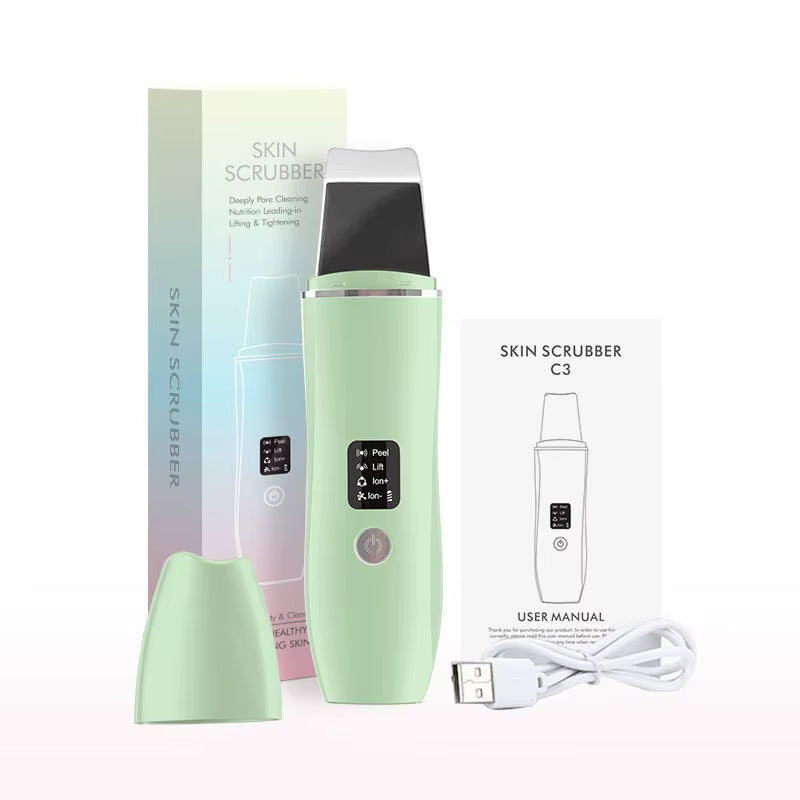 Ultrasonic Skin Scrubber – 4-in-1 Deep Cleansing & Face Lifting Tool